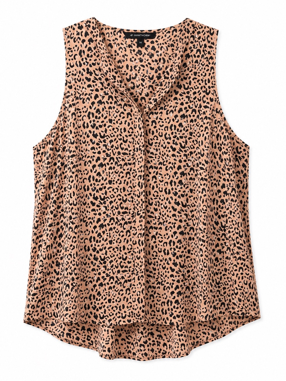 41 Hawthorn Women's Leopard Print Sleeveless V-Neck Blouse Plus Size 3X